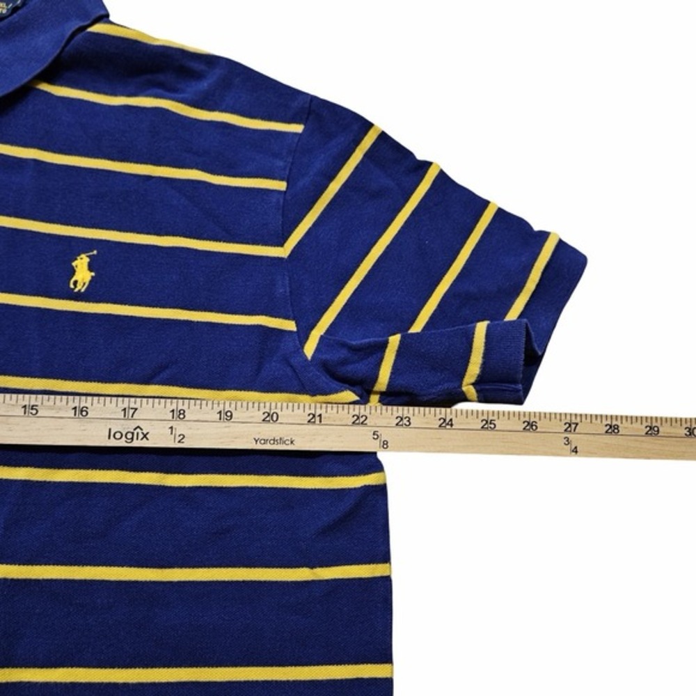 Polo Ralph Lauren‎ Classic Fit Polo Shirt Men XL Blue Yellow Striped Cotton - Picture 7 of 8